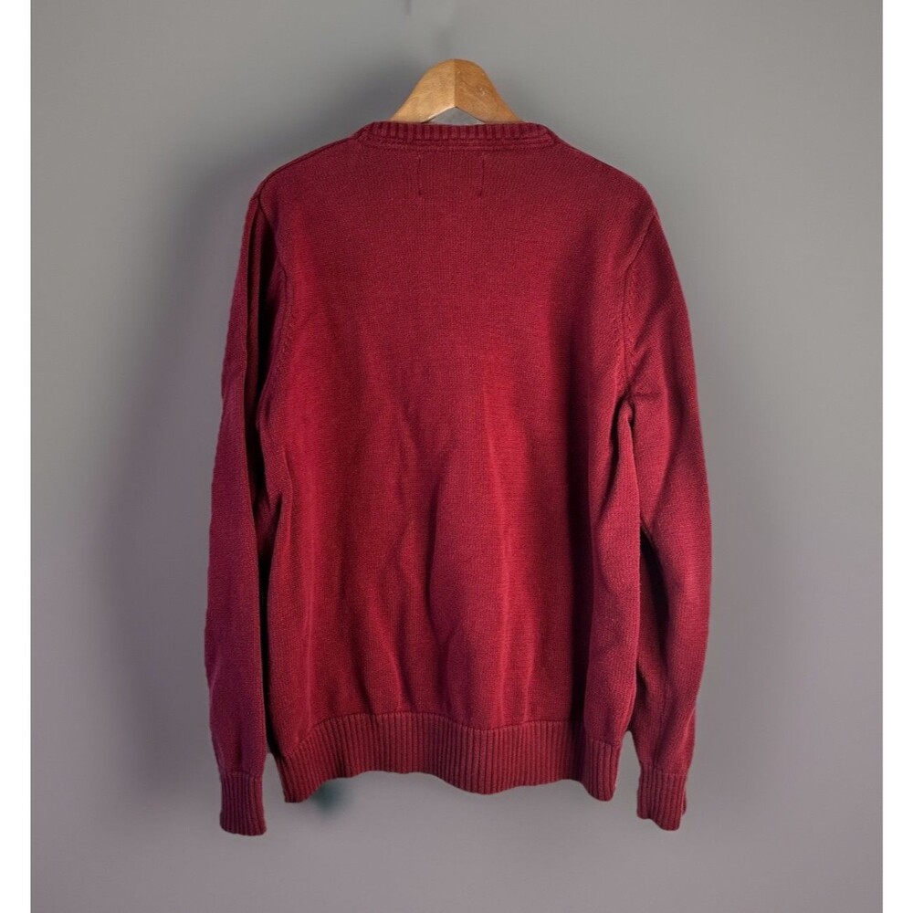 eddie bauer heavyweight red cotton crewneck sweater classic preppy pullover men - Picture 4 of 4